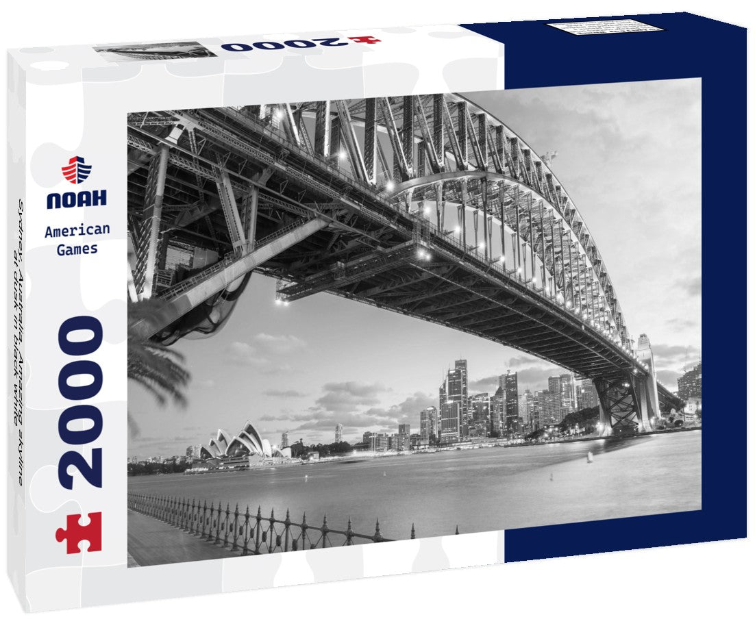 Noah Jigsaw Puzzle Sydney, Australia. Amazing skyline at dusk in black white 2000 pieces