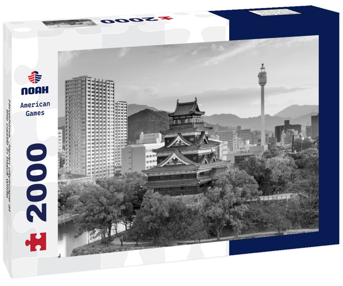 Noah Jigsaw Puzzle Hiroshima, Japan cityscape at the castle in black white 2000 pieces