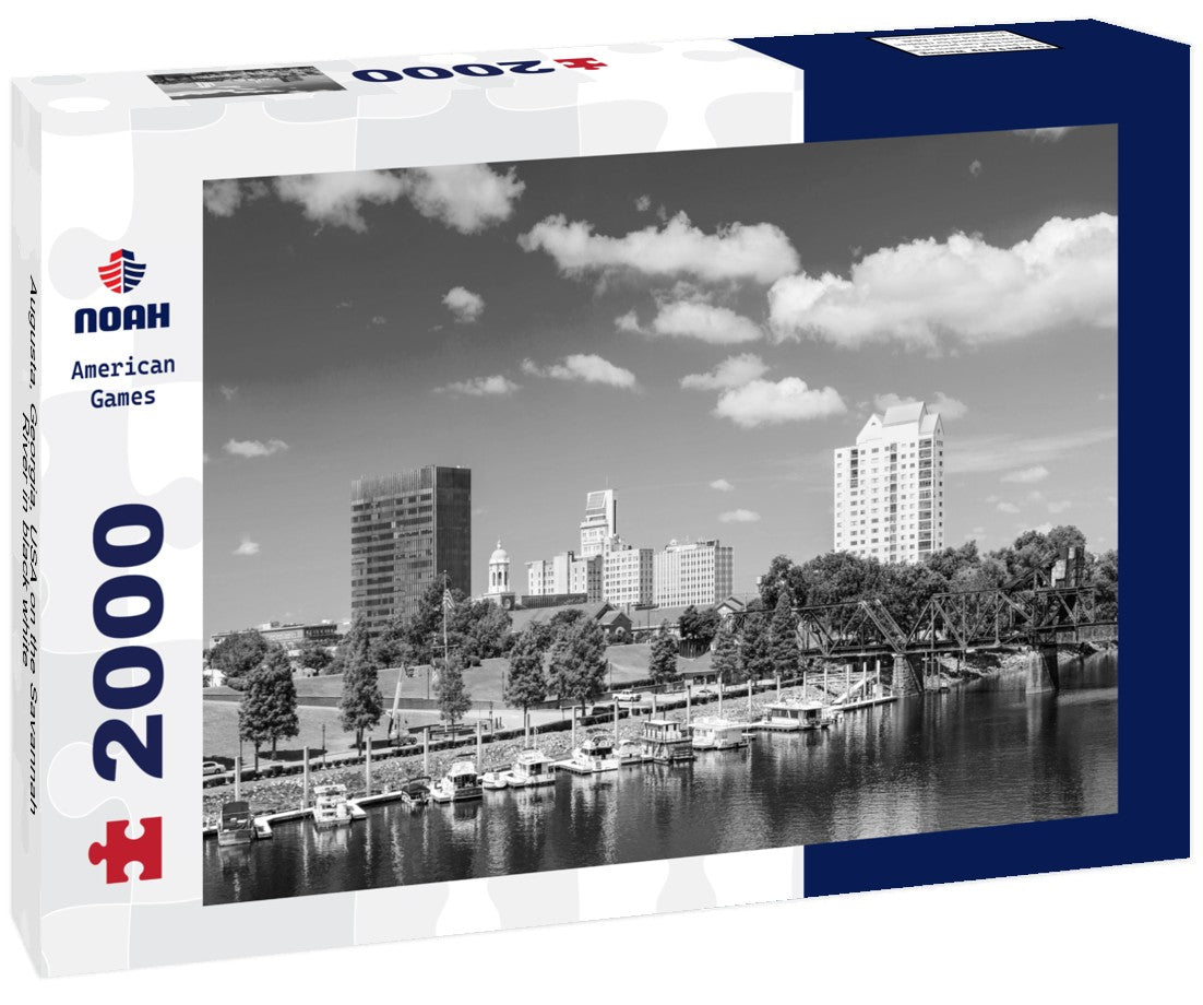 Noah Jigsaw Puzzle Augusta, Georgia, USA on the Savannah River in black white 2000 pieces