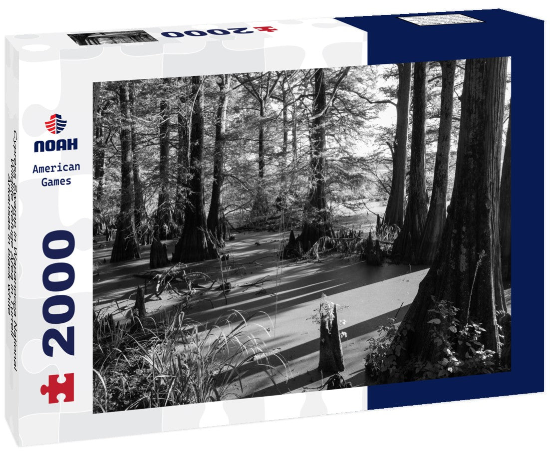 Noah Jigsaw Puzzle Cypress Swamp in Wapanocca National Wildlife Refuge Area in Turrell, Arkansas in black white 2000 pieces