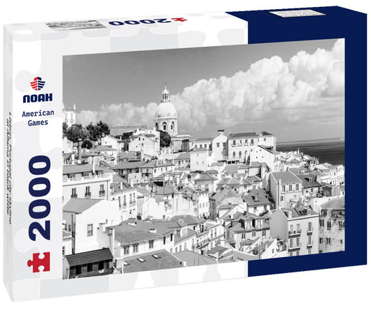 Noah Jigsaw Puzzle Lisbon, Portugal city skyline at Alfama in black white 2000 pieces