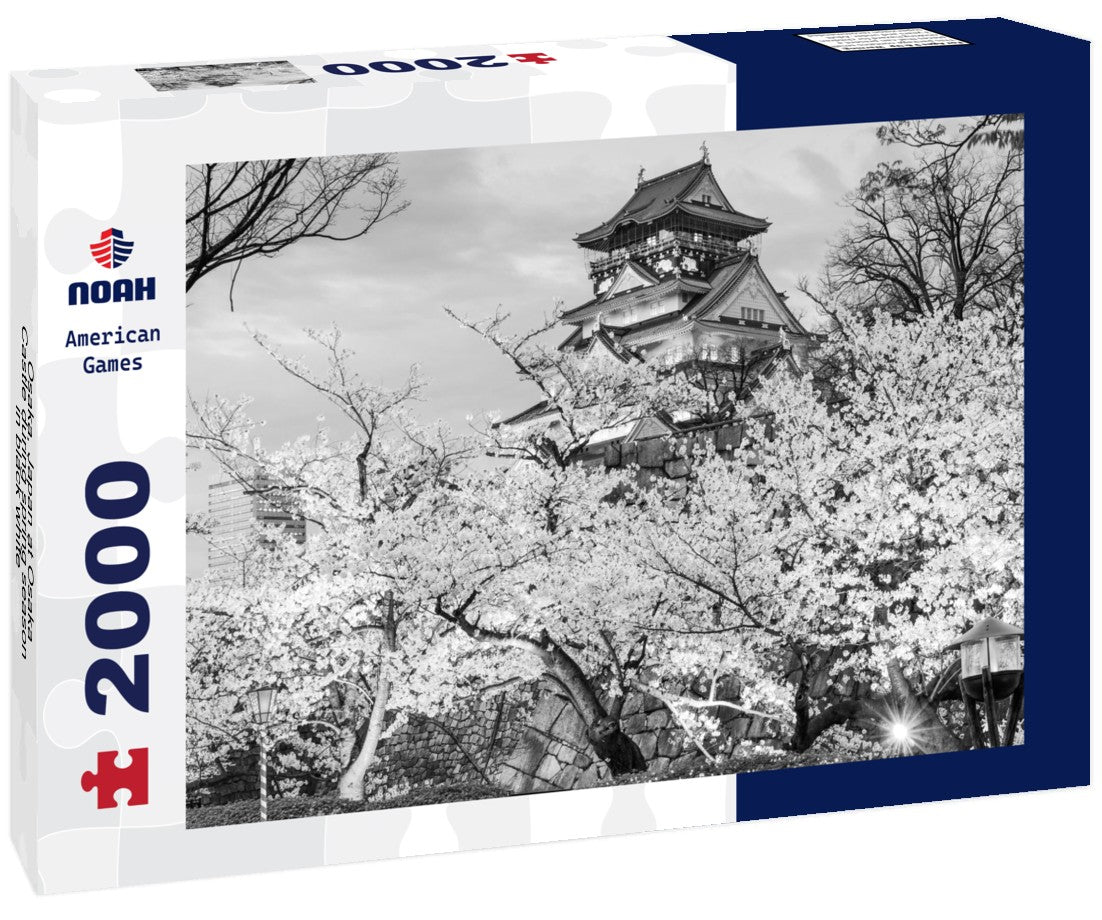 Noah Jigsaw Puzzle Osaka, Japan at Osaka Castle during spring season in black white 2000 pieces