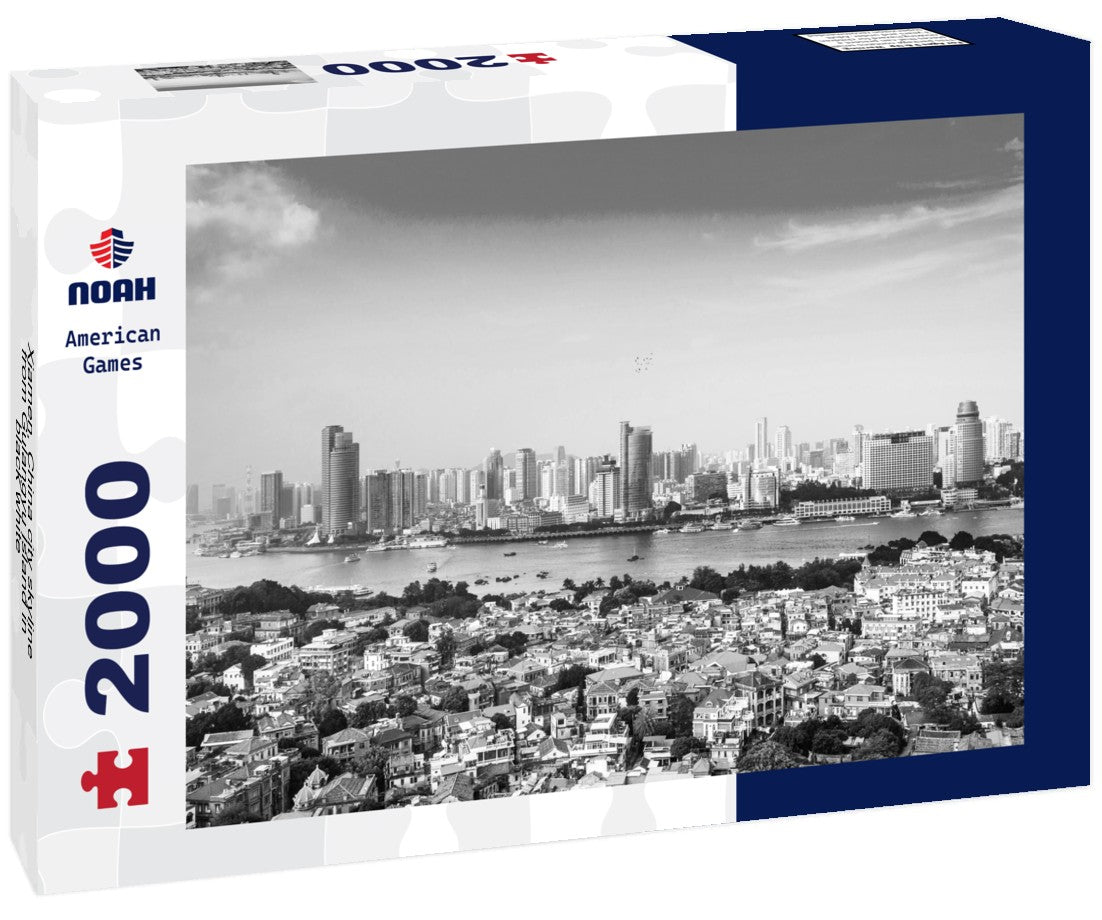 Noah Jigsaw Puzzle Xiamen, China city skyline from Gulangyu Island in black white 2000 pieces