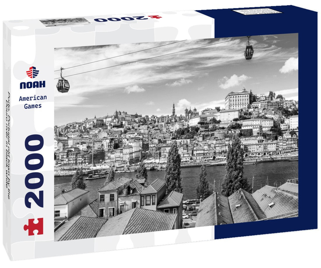 Noah Jigsaw Puzzle Porto, Portugal old town by the Douro river in black white 2000 pieces