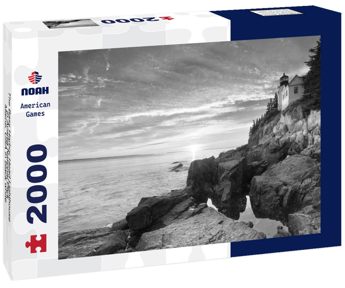 Noah Jigsaw Puzzle The Bass Harbor Head Lighthouse in Acadia National Park, Maine, USA in black white 2000 pieces