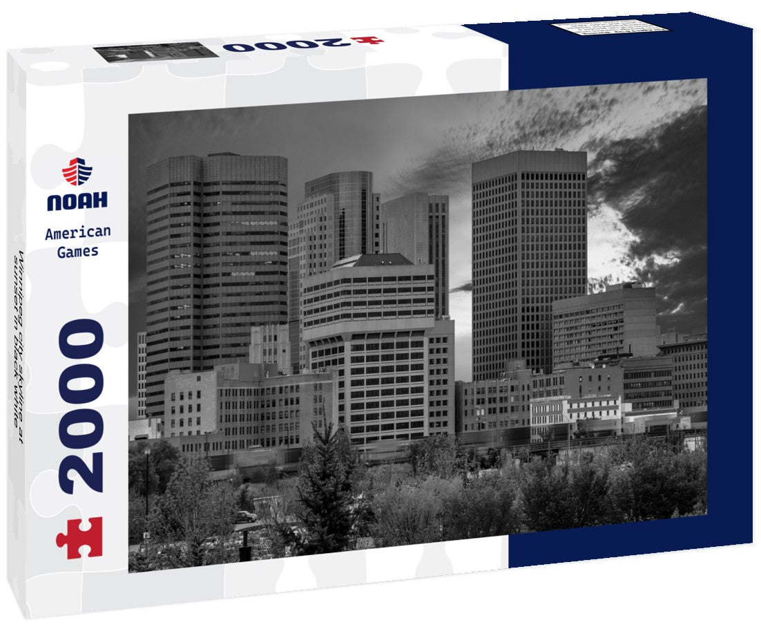 Noah Jigsaw Puzzle Winnipeg city skyline at sunset in black white 2000 pieces