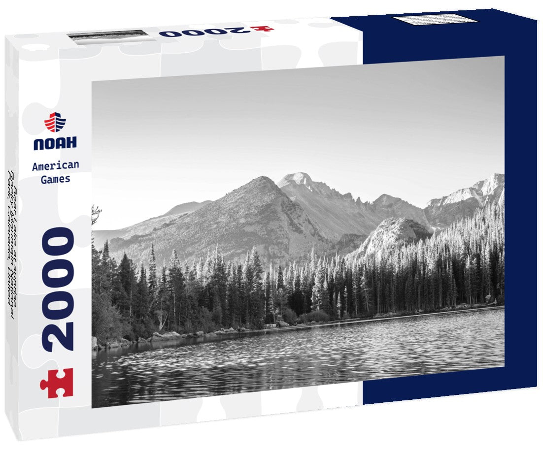 Noah Jigsaw Puzzle Bear Lake at sunrise. Rocky Mountain National Park, Colorado, United States in black white 2000 pieces