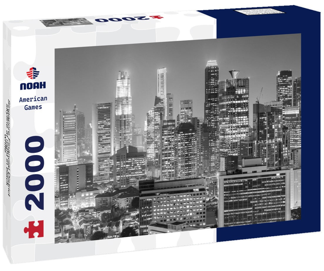 Noah Jigsaw Puzzle Singapore Financial District skyline at night in black white 2000 pieces