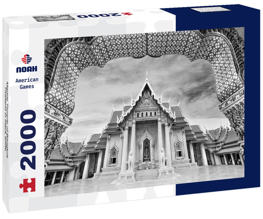 Noah Jigsaw Puzzle Marble Temple of Bangkok, Thailand in black white 2000 pieces