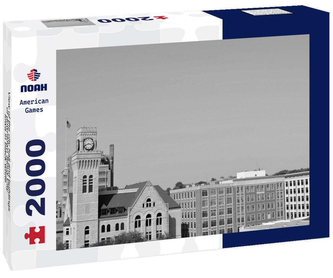 Noah Jigsaw Puzzle View of the city hall and buildings of downtown Sioux City, Iowa in black white 2000 pieces