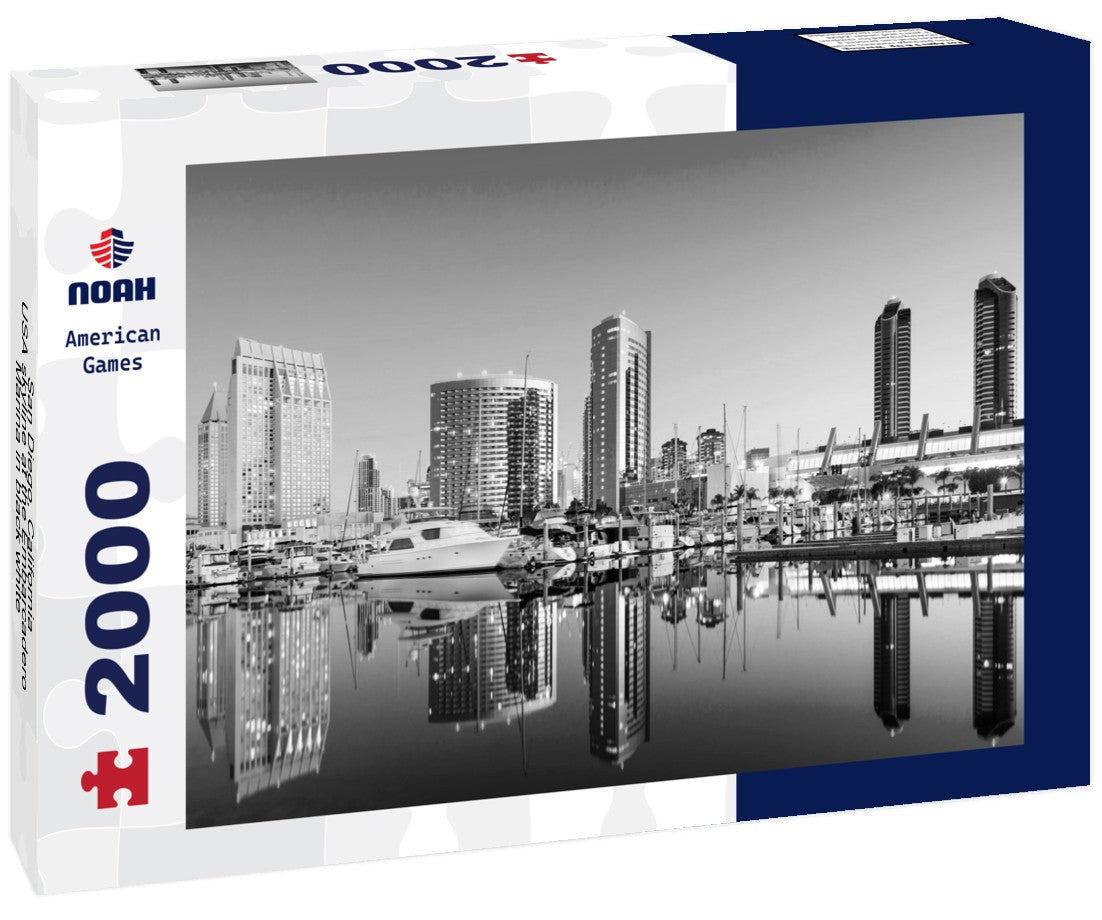 Noah Jigsaw Puzzle San Diego, California, USA skyline at the Embarcadero Marina in black white 2000 pieces