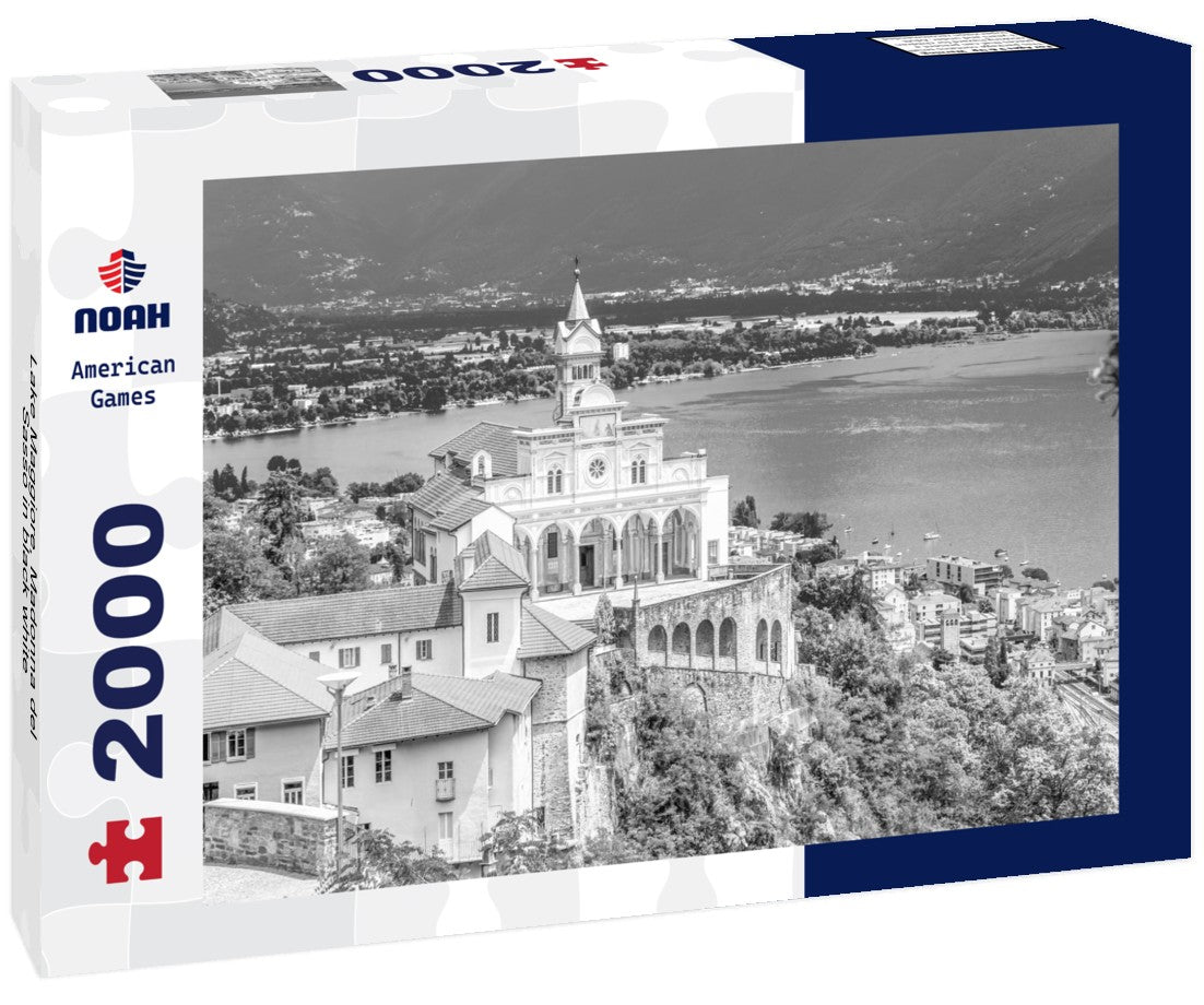 Noah Jigsaw Puzzle Lake Maggiore, Madonna del Sasso in black white 2000 pieces