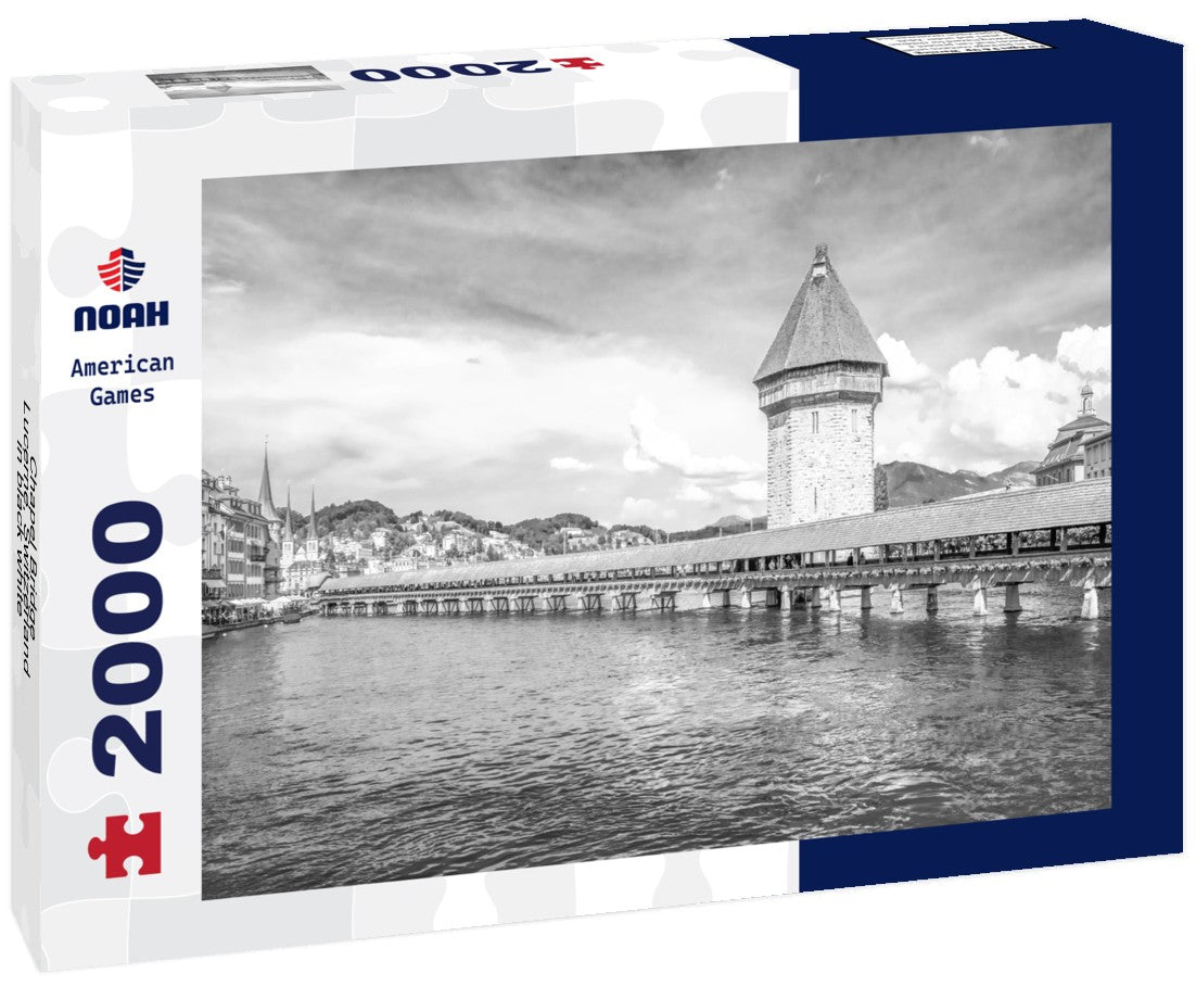 Noah Jigsaw Puzzle Chapel Bridge, Lucerne, Switzerland in black white 2000 pieces
