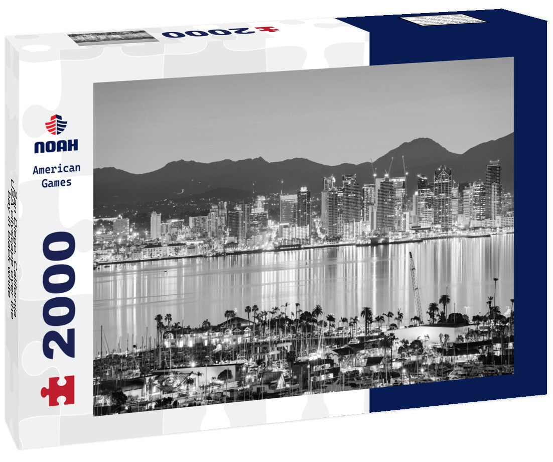 Noah Jigsaw Puzzle San Diego, California, USA cityscape over the bay in black white 2000 pieces