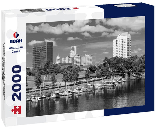 Noah Jigsaw Puzzle Augusta, Georgia, USA downtown skyline on the Savannah River in black white 2000 pieces