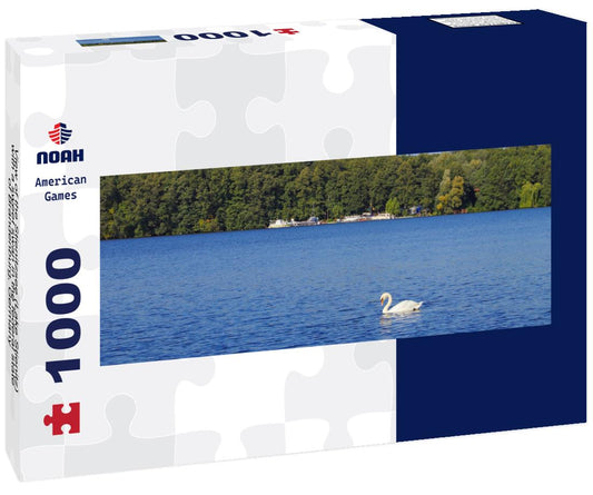 Noah Jigsaw Puzzle View of the Stienitzsee (Lake Stienitz) with a sweet swan in the federal state of Brandenburg, Germany panorama 1000 pieces