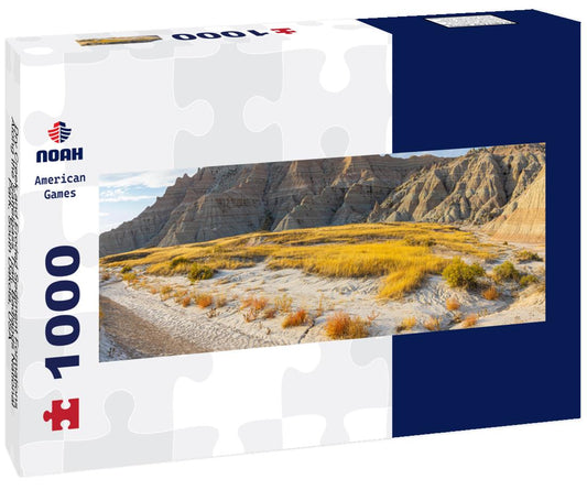 Noah Jigsaw Puzzle Dry Creek and Eroded Sediment Formations Along the Sattelpass Trail, Badlands National Park, South Dakota, USA panorama 1000 pieces