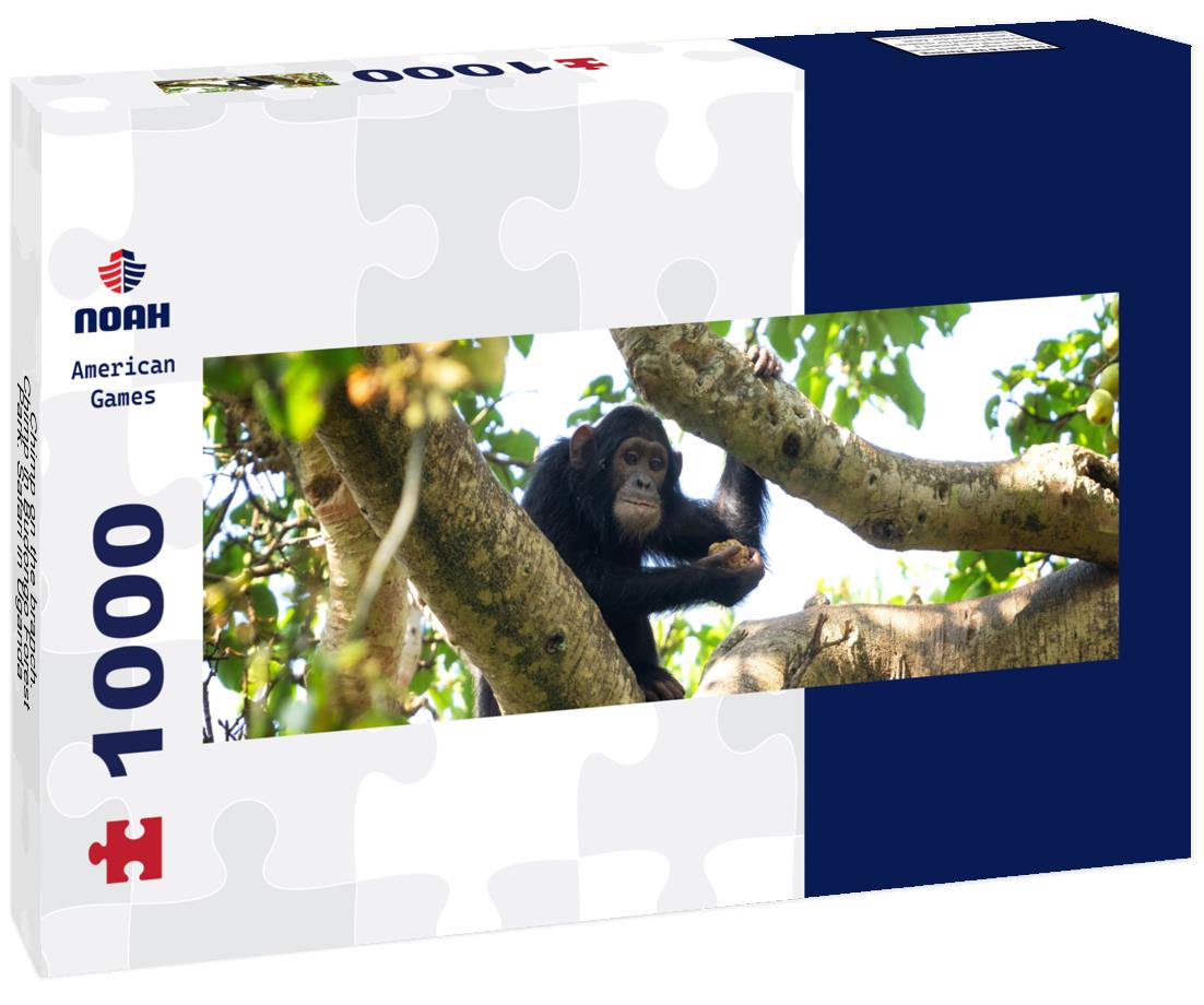 Noah Jigsaw Puzzle Chimp on the branch. Chimp in Budongo Forest Park. Safari in Uganda panorama 1000 pieces