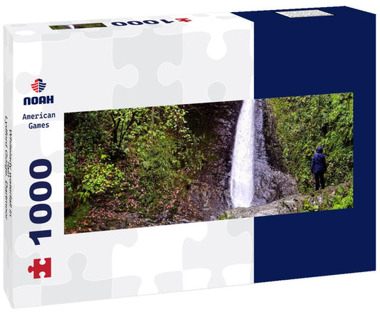 Noah Jigsaw Puzzle Whitelady waterfall in rain - Lydford Gorge, Dartmoor National Park, Devon, United Kingdom panorama 1000 pieces