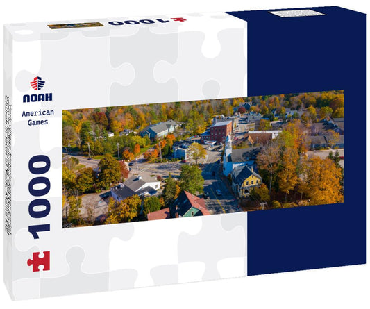 Noah Jigsaw Puzzle York village historic center aerial view in fall including Old Methodist Church in town of York, Maine ME panorama 1000 pieces