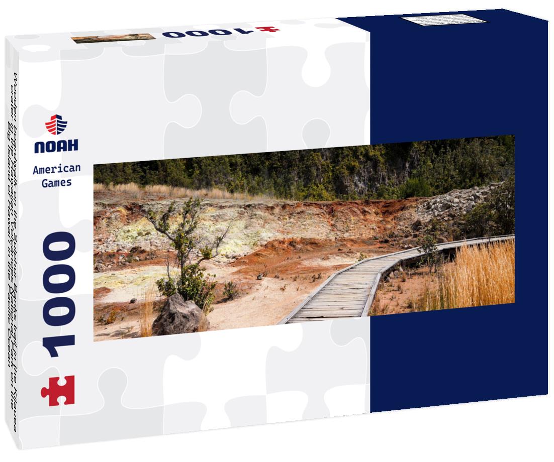 Noah Jigsaw Puzzle Wooden boardwalk on the Sulphur Banks trail in the Kilauea crater in the Hawaiian Volcanoes National Park on the Big Island of Hawai'i in the Pacific Ocean panorama 1000 pieces