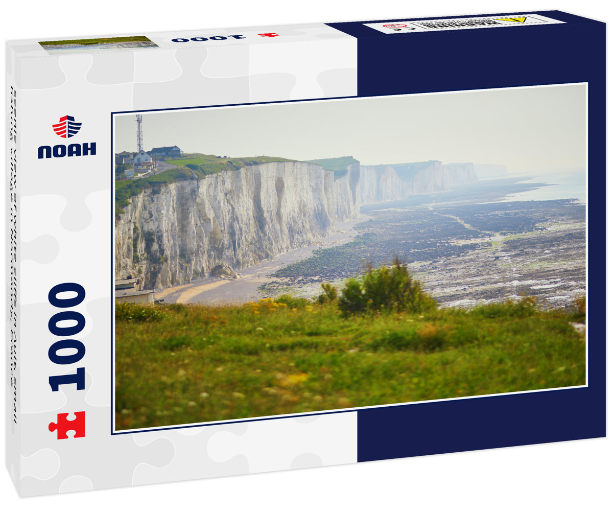 scenic view of white cliffs in Ault, small fishing village in Normandy, France