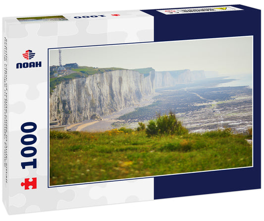 scenic view of white cliffs in Ault, small fishing village in Normandy, France