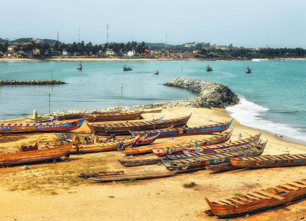 Boats on the coast of Cape Coast, Ghana