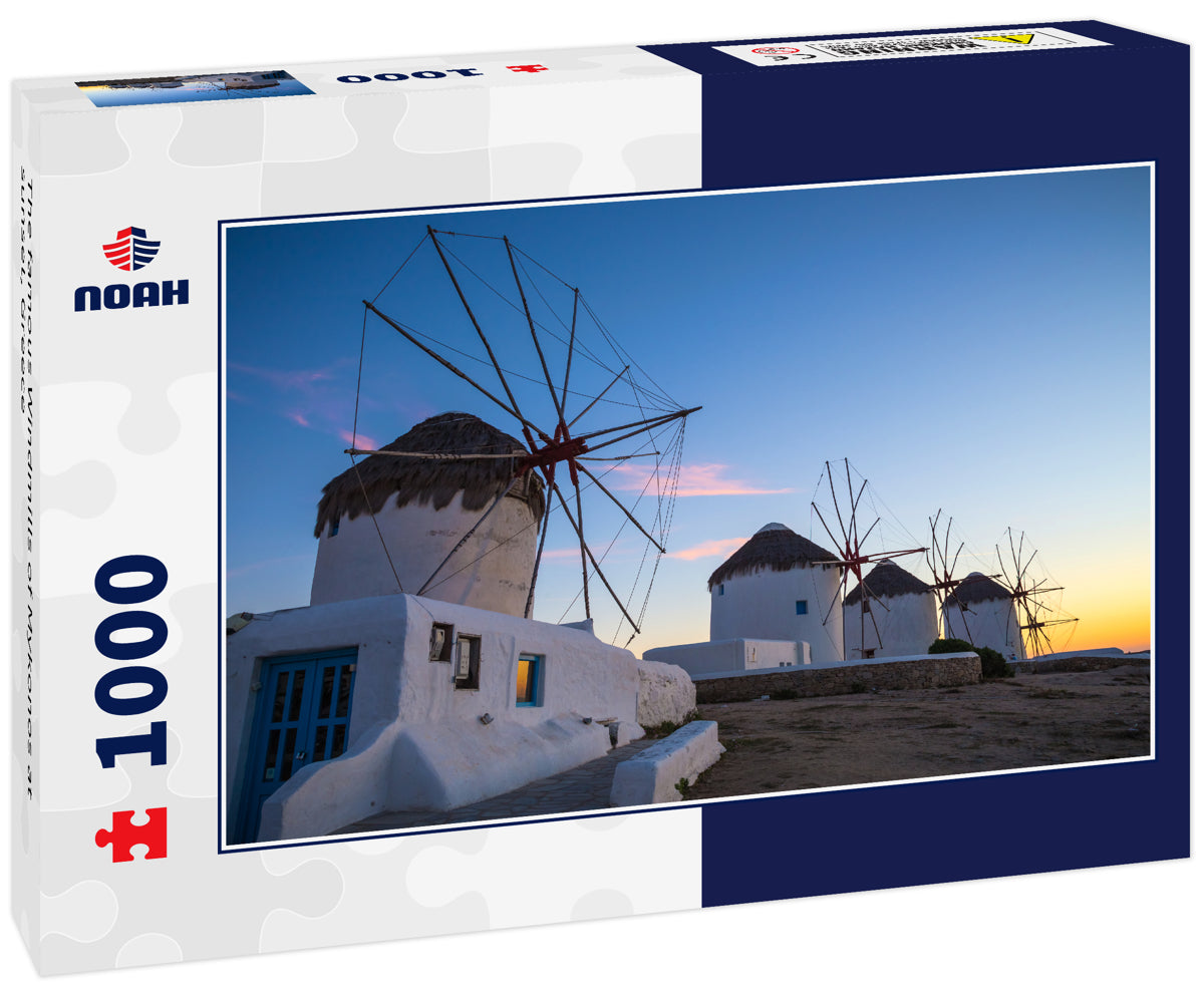 The famous Windmills of Mykonos at sunset, Greece