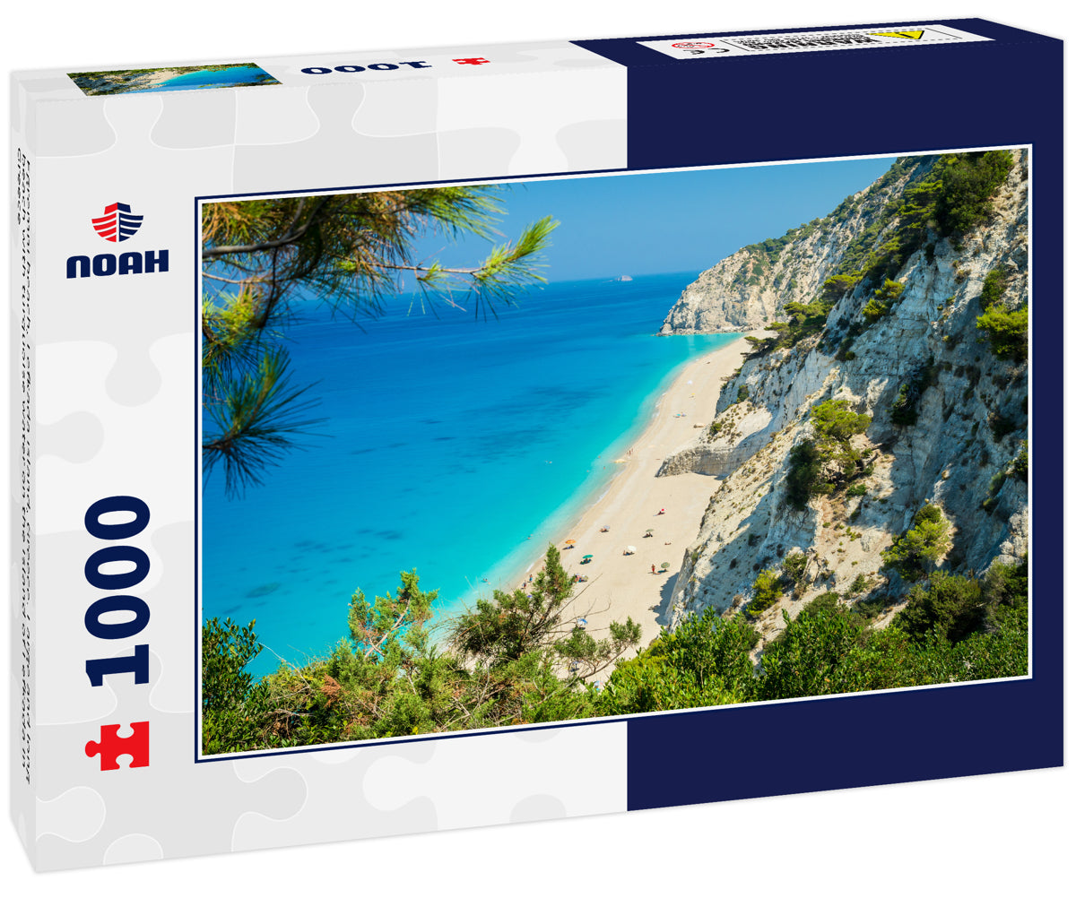 Egremni beach, Lefkada island, Greece. Large and long beach with turquoise water on the island of Lefkada in Greece