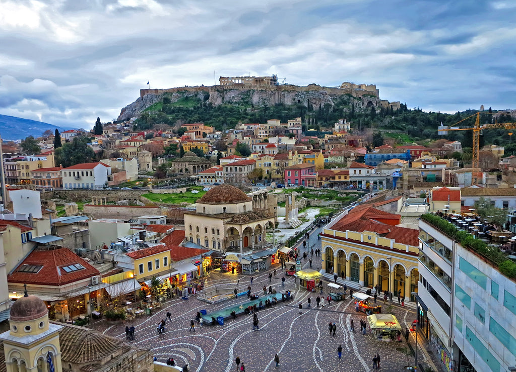 A View of the Acropolis and of Monastiraki quarter in Athens from above