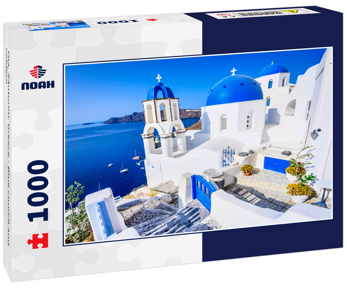 Oia, Santorini, Greece - Blue church and caldera