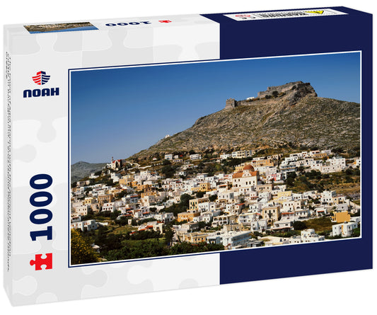 The town of Agia Marina with the ancient Venetian castle in background. Leros island Dodocanese islands, Greece