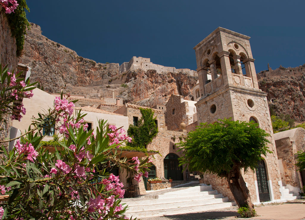 Medieval town of Monemvasia on Peloponnese in Greece