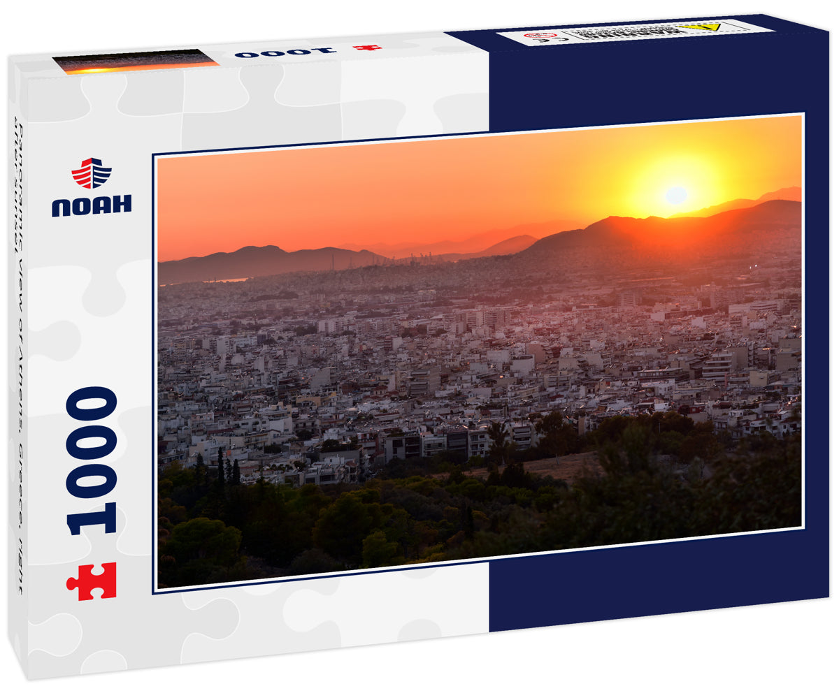 Panoramic view of Athens, Greece, right after sunset