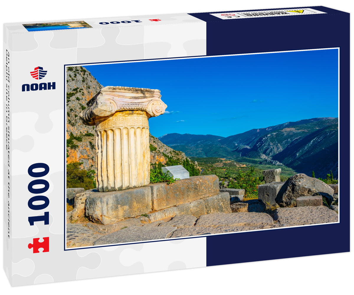 an old column situated at the ancient Delphi site in Greece