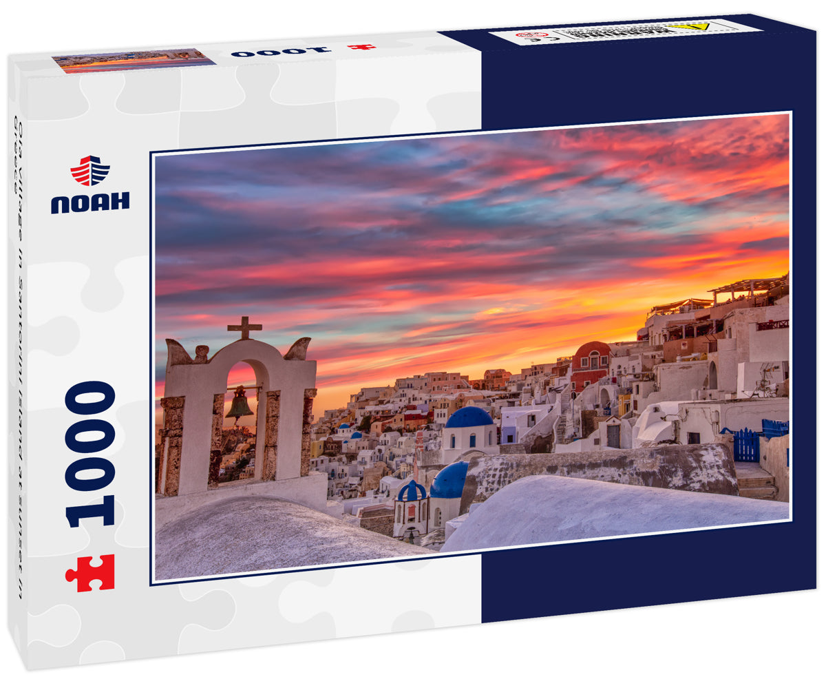 Oia village in Santorini island at sunset in Greece