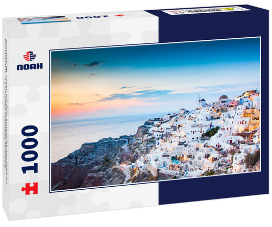 amazing view of Oia town at sunset in Santorini, Cyclades islands Greece