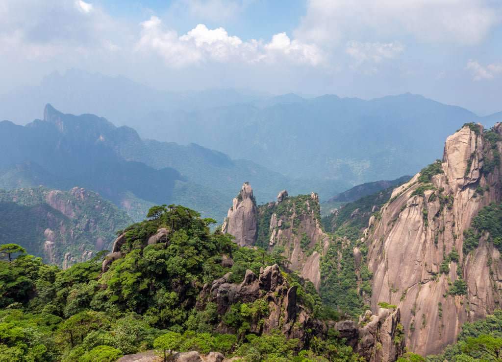 Mount Sanqing or Sanqingshan, a Taoist sacred mountain in Yushan County, Jiangxi, China. UNESCO World Heritage