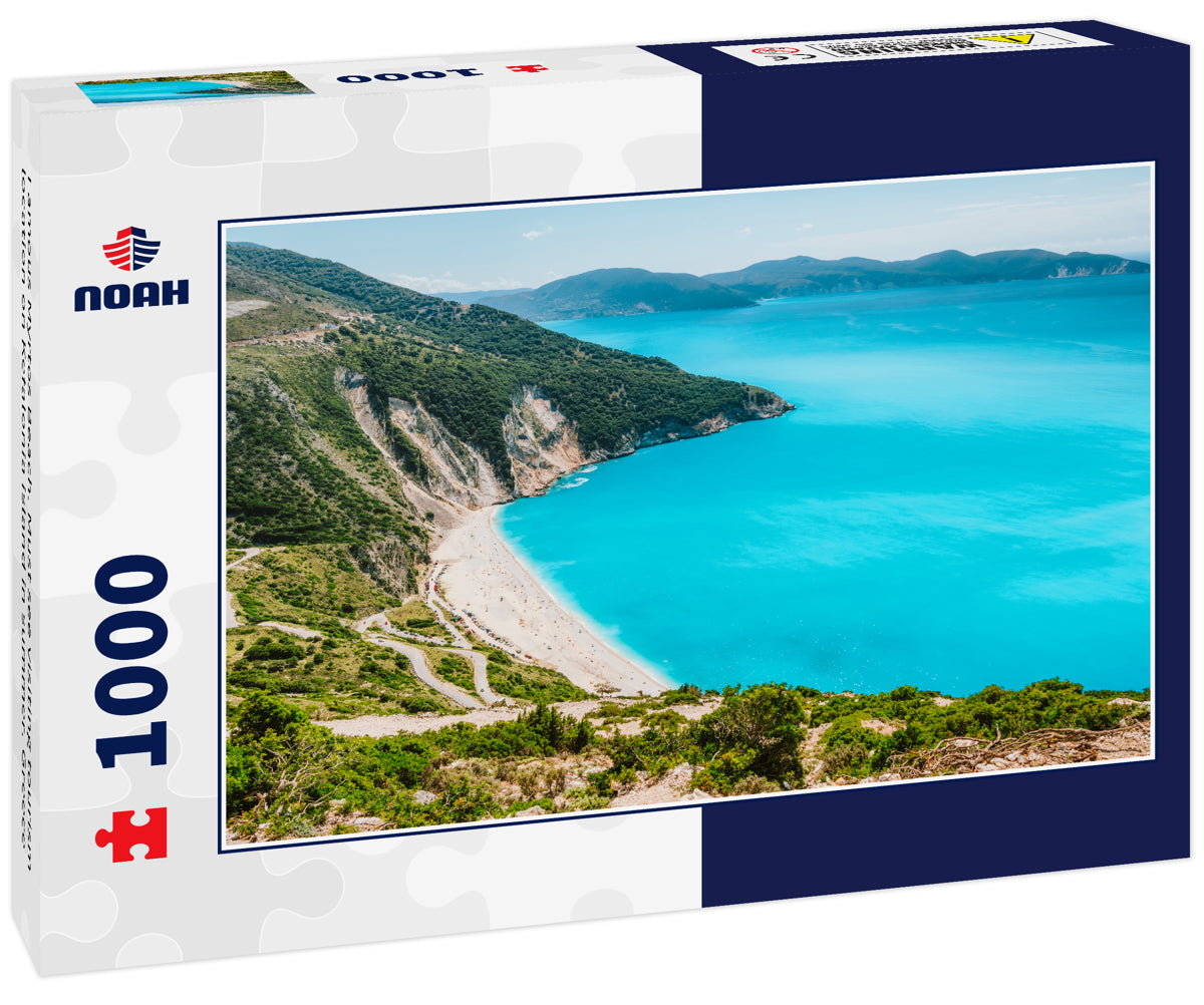 Famous Myrtos Beach. Must see visiting tourism location on Kefalonia island in summer. Greece