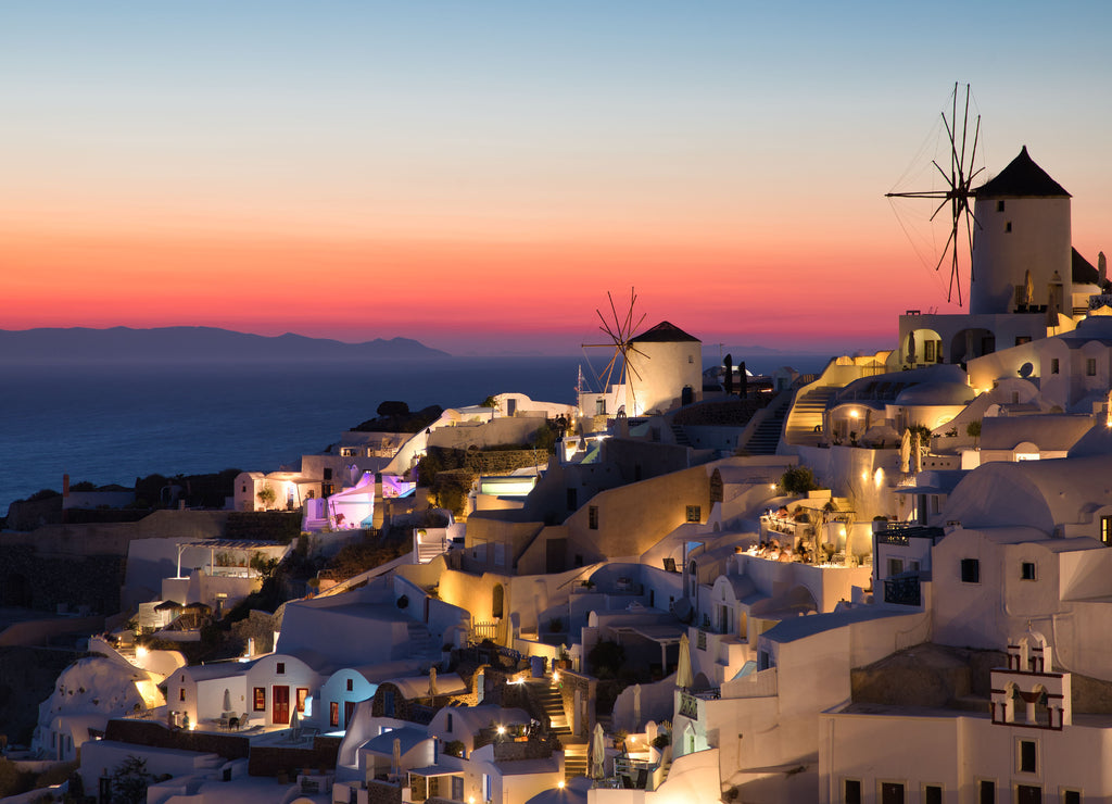 Beautiful sunset at Oia on Santorini Island, Greece