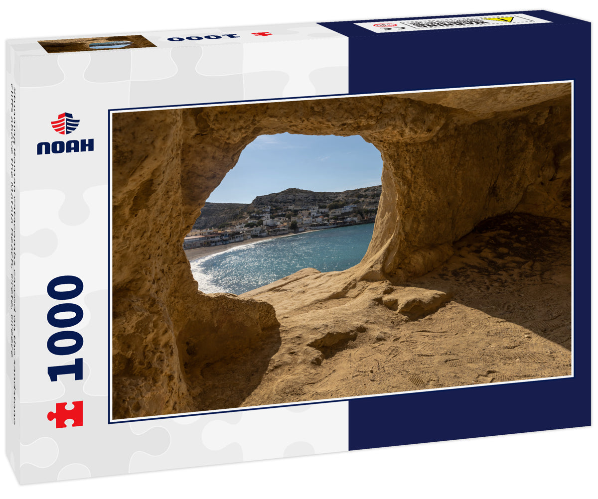 Stunning Roman catacombs carved on the sandstone cliffs above the Matala Beach, Crete, Greece