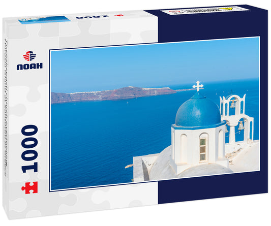 Theoskepasti church overlooking Thirasia island at Santorini in Greece