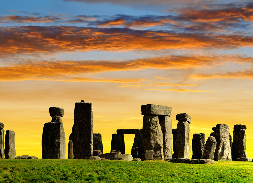 Historical monument Stonehenge in the sunset, England, UK