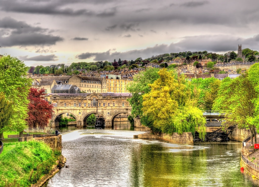 Bath town over the River Avon - England
