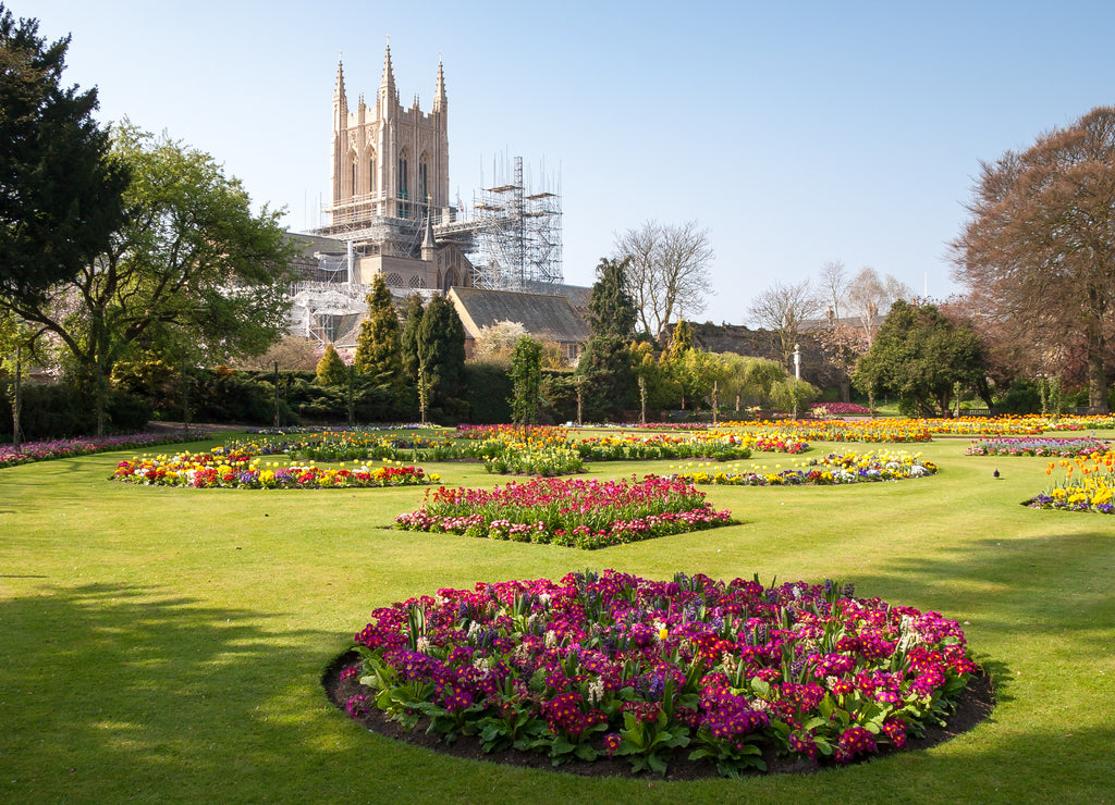 A view of Bury St.Edmunds cathedral being restored