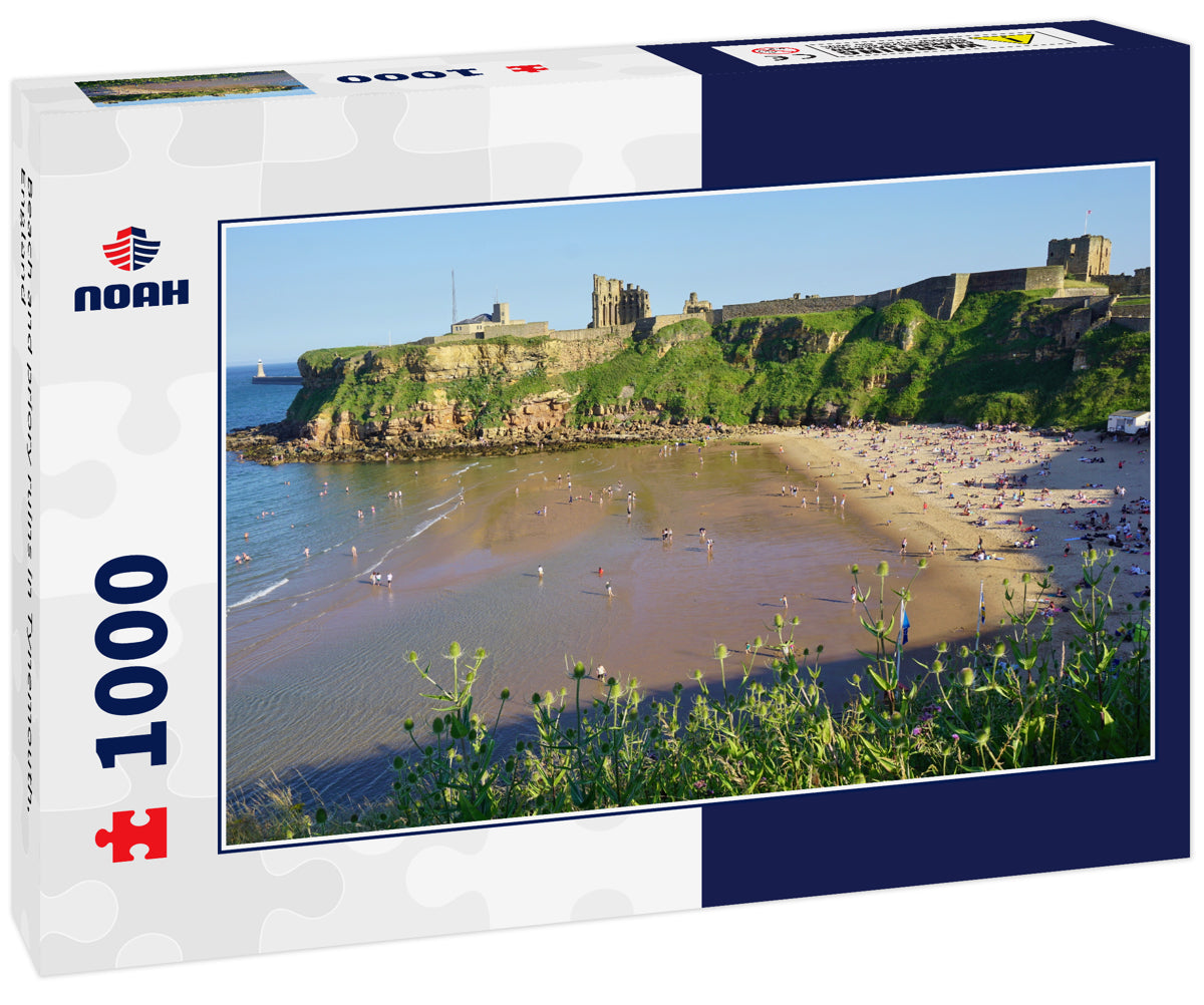 Beach and priory ruins in Tynemouth, England