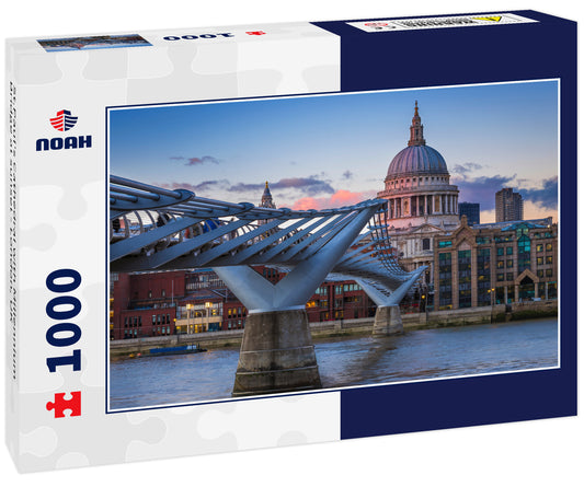 St.Paul's Cathedral with Millennium Bridge at sunset - London, UK