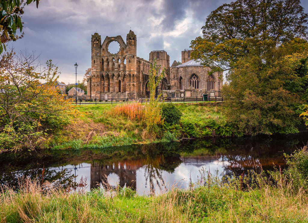 Elgin Cathedral above River Lossie / The medieval ruin of Elgin Cathedral was built on the banks of the River Lossie in the thirteenth century