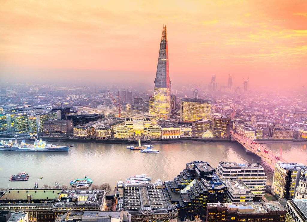 Tower Bridge, view from the Shard, London, UK